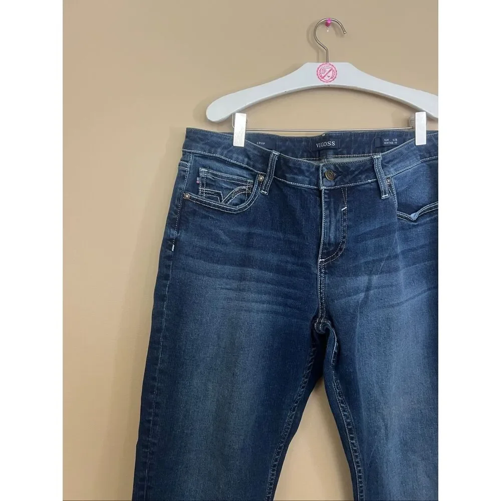 Vigoss Crop Heritage Fit Blue Jeans Woman’s Size 14 Length 25 - Picture 4 of 13